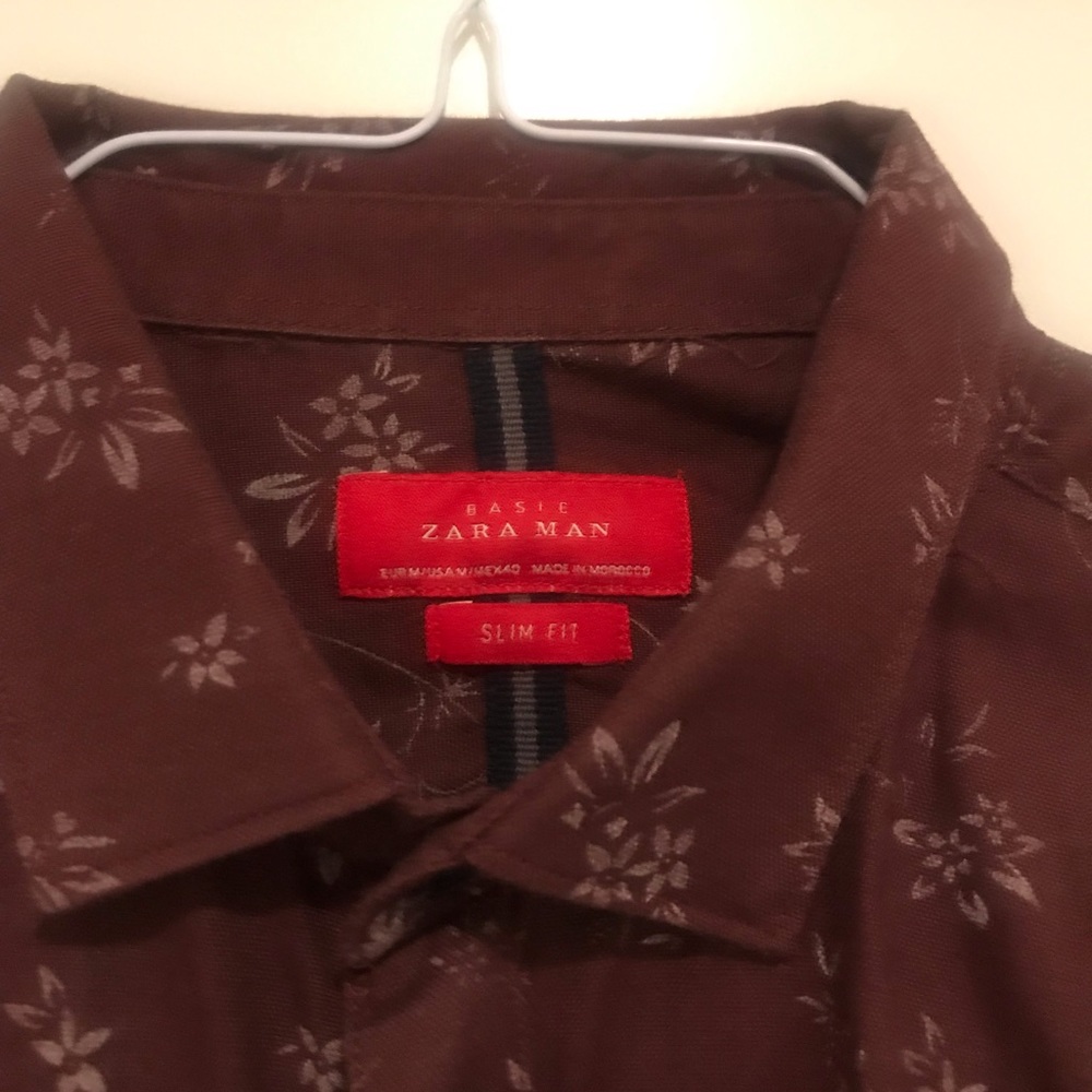 Zara Maroon floral button down